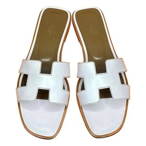 Dép Hermès Izmir Oran Màu Trắng Lót Nâu - Duy Hoang