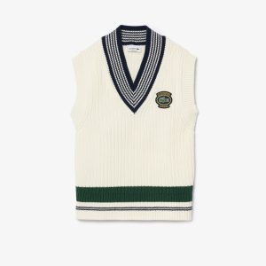 Áo Len Tennis Lacoste Unisex Chất Liệu Cotton Dệt Kim Dày Điểm Nhấn Huy Hiệu - Duy Hoang