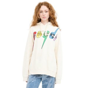 Áo Hoodie Nữ Gucci Sequin Logo Medium Màu Kem Size XS - Duy Hoang