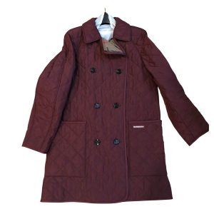 Áo Khoác Dáng Dài Nữ Burberry Jacket 3/4 Length Màu Đỏ Burgundy Size S - Duy Hoang