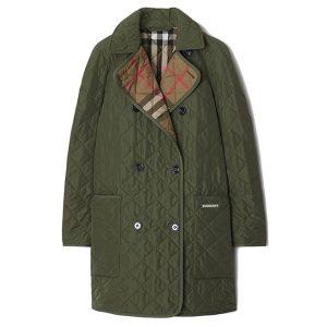 Áo Khoác Dáng Dài Nữ Burberry Quilted Coat 80928851 Màu Xanh Olive Size S - Duy Hoang
