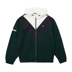 Áo Khoác Gió Nam Lacoste Men's Lightweight Colorblock Hooded Jacket BH1949-FFY Màu Xanh/Trắng Size 48 - Duy Hoang