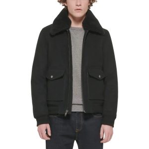 Áo Khoác Nam Tommy Hilfiger Men's Faux-Fur Collar Jacket AP032 Black Màu Đen Size M - Duy Hoang