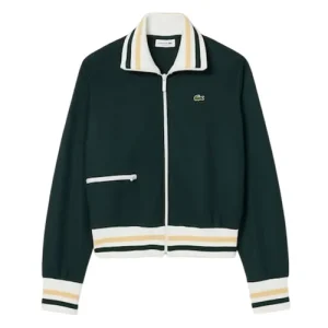 Áo Khoác Nữ Lacoste Women's Zip-Up Stripe Accent Sweatshirt Green SF5252-51-YZP Màu Xanh Lá Size 34 - Duy Hoang