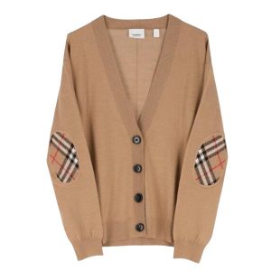 Áo Cardigan Nữ Burberry Dornoch Check Patch Merino Wool 8074885 Màu Beige Size L - Duy Hoang