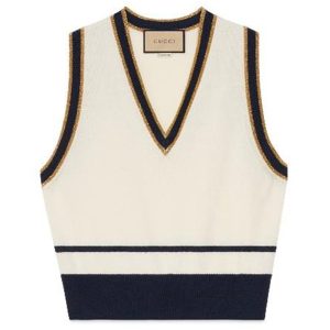 Áo Len Gile Nữ Gucci Women's Fine Wool Vest Ivory 727431XKCNW9661 Màu Trắng Kem Size L - Duy Hoang
