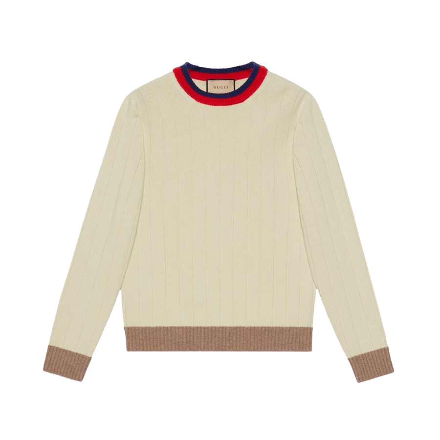 Áo Len Nam Gucci GG Rib Wool Knit 716348 Màu Kem Size S - Duy Hoang
