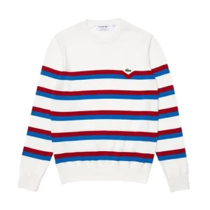 Áo Len Nam Lacoste Men's Striped Organic Cotton Sweater AH6788 Màu Trắng Size 4 - Duy Hoang