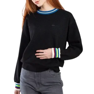 Áo Len Nữ Lacoste Crew Neck Black Jumper AF0463 W1A Màu Đen Size 40 - Duy Hoang