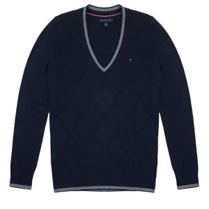 Áo Len Nữ Tommy Hilfiger Women's Argyle V-Neck Sweater Màu Xanh Navy Size XS - Duy Hoang