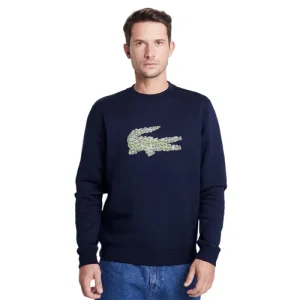 Áo Nỉ Sweater Nam Lacoste Men's Crew Neck Multi Croc Badge Fleece Sweatshirt SH8552 Màu Xanh Navy Size 2 - Duy Hoang