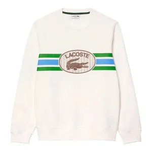Áo Nỉ Sweater Nam Lacoste Monogram Print Fleece Sweatshirt Màu Trắng Size 3 - Duy Hoang