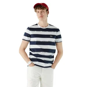 Áo Phông Nam Lacoste Slim Fit T-Shirt TH0213 13L Màu Xanh Phối Trắng Size 4 - Duy Hoang