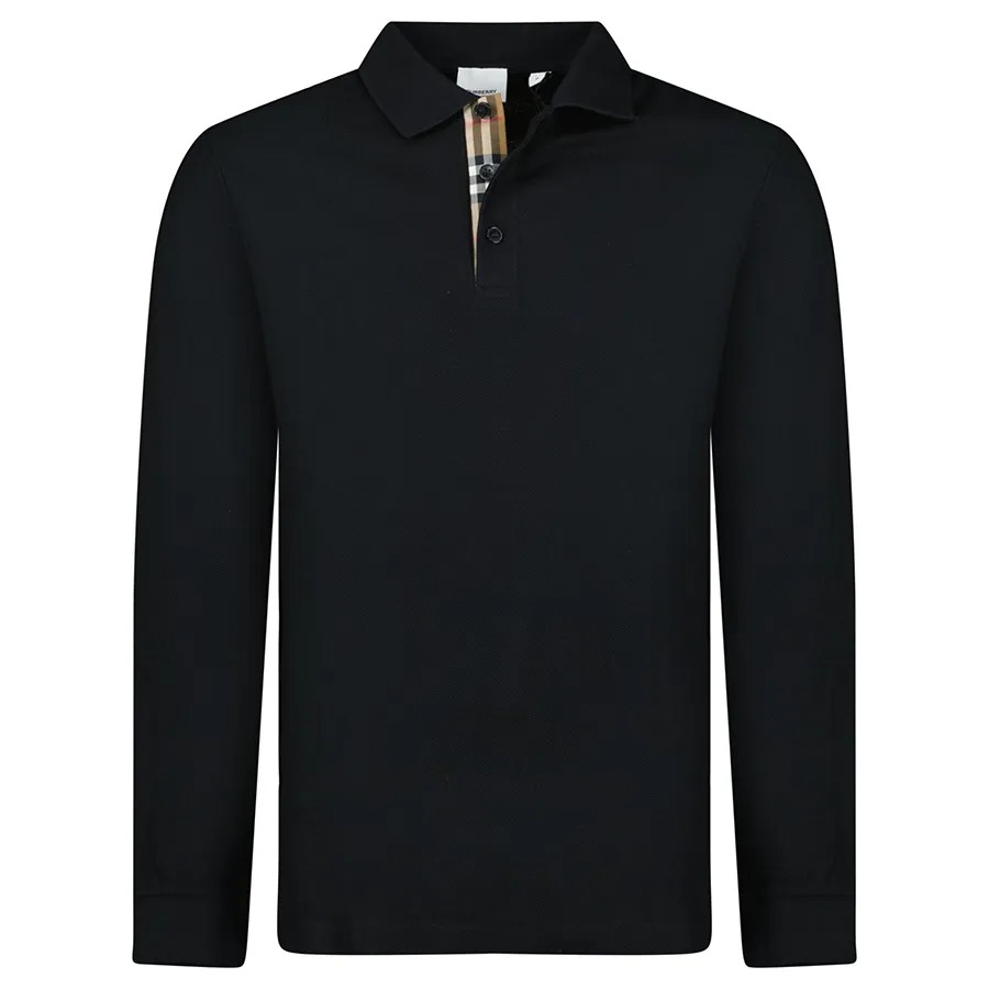 Áo Polo Dài Tay Nam Burberry Hartford Long Sleeve Check Polo Black 80844041002 Màu Đen Size S - Duy Hoang
