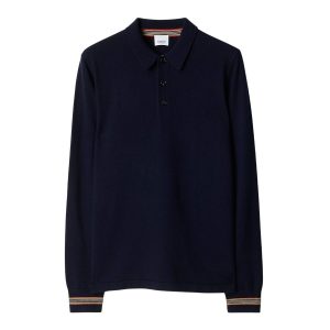Áo Polo Dài Tay Nam Burberry Long-sleeve Wool Polo Shirt 80926401 Màu Xanh Navy Size XS - Duy Hoang