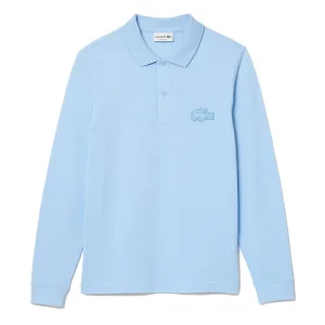 Áo Polo Dài Tay Nam Lacoste 3D Crocodile Logo Patch Long Sleeve Shirt PH6423-HBP Màu Xanh Dương Size 3 - Duy Hoang