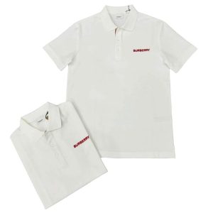Áo Polo Nam Burberry White With Logo Embroidered 8084440 Màu Trắng Size L - Duy Hoang