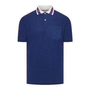 Áo Polo Nam Gucci Blue With Square GG Polo Shirt 768630 XJF45 4030 Màu Xanh Blue Size M - Duy Hoang