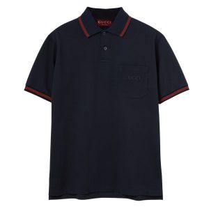 Áo Polo Nam Gucci Cotton Polo Shirt With Embroidery ‎795174 XJG5C 4330 Màu Xanh Đậm Size M - Duy Hoang