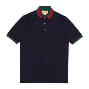 Áo Polo Nam Gucci Stretch Cotton Piquet Polo Shirt 701735 Màu Xanh Navy Size M - Duy Hoang
