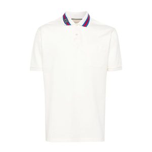 Áo Polo Nam Gucci White With Square GG Màu Trắng Size S - Duy Hoang