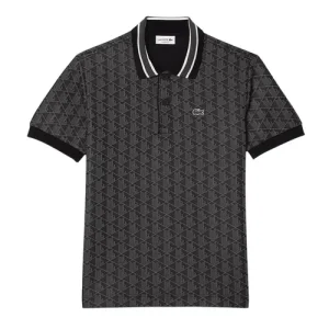 Áo Polo Nam Lacoste Classic Fit Monogram DH1417 4PC Màu Đen Size 5 - Duy Hoang