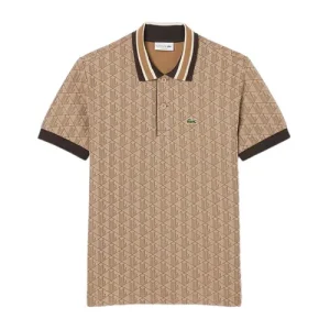 Áo Polo Nam Lacoste Men's Classic Fit Contrast Collar Monogram DH1417 6IR Màu Be Size 5 - Duy Hoang