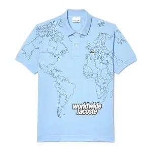 Áo Polo Nam Lacoste Original L.12.12 Printed Organic Cotton PH8046 00 HBP Màu Xanh Nhạt Size XS - Duy Hoang