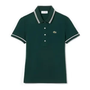 Áo Polo Nữ Lacoste Women's L.12.D Slim Fit Trim Detail DF5284-51-AIG Màu Xanh Green Size 36 - Duy Hoang
