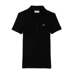 Áo Polo Nữ Lacoste Women's Slim Fit L.12.D Ribbed Cotton DF5377-51-031 Màu Đen Size 36 - Duy Hoang