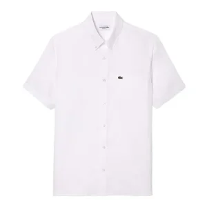 Áo Sơ Mi Cộc Tay Nam Lacoste Men's Short Sleeved Linen Shirt CH5699 001 Màu Trắng Size 38 - Duy Hoang