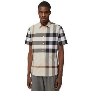 Áo Sơ Mi Cộc Tay Nam Burberry Men's Check Shirt 8105467 Phối Màu Size XS - Duy Hoang