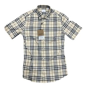 Áo Sơ Mi Cộc Tay Nam Burberry Modern Beige IP Check Màu Be Kẻ Size XS - Duy Hoang