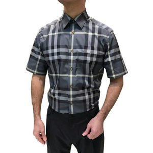 Áo Sơ Mi Cộc Tay Nam Burberry Vintage Check Printed 8092940 Màu Xám Size XS - Duy Hoang