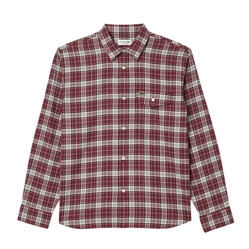 Áo Sơ Mi Dài Tay Nam Lacoste Medium Check Cotton Twill Shirt CH6729 - I65 Màu Đỏ Size 39 - Duy Hoang