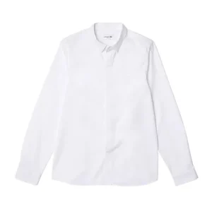 Áo Sơ Mi Dài Tay Nam Lacoste Slim Fit Concealed Placket Stretch Cotton Poplin Shirt CH2567 001 Màu Trắng Size 38 - Duy Hoang