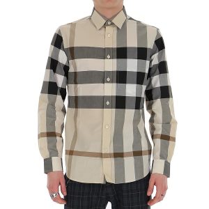 Áo Sơ Mi Nam Burberry Check Poplin Shirt 8025851 Màu Be - Duy Hoang