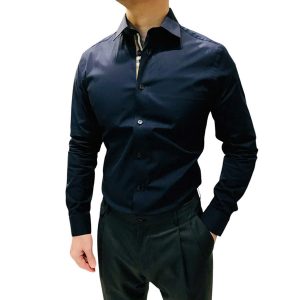 Áo Sơ Mi Nam Burberry Cotton Check Shirt 8091431 Màu Xanh Navy Size M - Duy Hoang