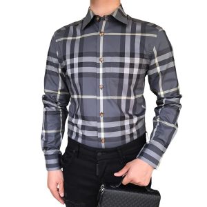 Áo Sơ Mi Nam Burberry Men's Cotton Shirt 8092915 Màu Xám Size S - Duy Hoang
