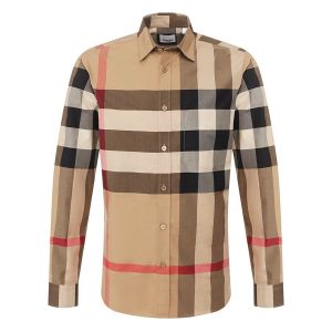 Áo Sơ Mi Nam Burberry Long Sleeve Cotton Shirt 8010213 Màu Be Kẻ Size S - Duy Hoang