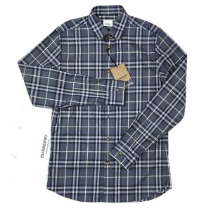 Áo Sơ Mi Nam Burberry Men's Cotton Shirt Grey Màu Xám Kẻ Size XS - Duy Hoang