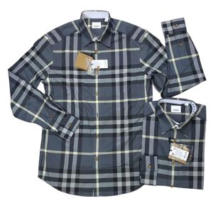 Áo Sơ Mi Nam Burberry Men's Cotton Shirt Màu Xám Kẻ Size S - Duy Hoang