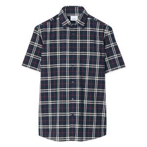 Áo Sơ Mi Nam Burberry Short Sleeve Check-Print Kẻ Caro Màu Xanh Navy Size XS - Duy Hoang