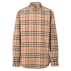Áo Sơ Mi Nam Burberry Vintage Check Cotton Poplin Shirt 8020863 1004 Màu Be Kẻ Size XS - Duy Hoang