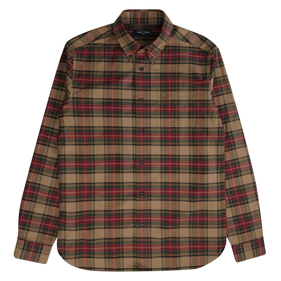 Áo Sơ Mi Nam Fred Perry Oxford Shirt In Shaded Tartan M4692 Kẻ Phối Màu Size XS - Duy Hoang
