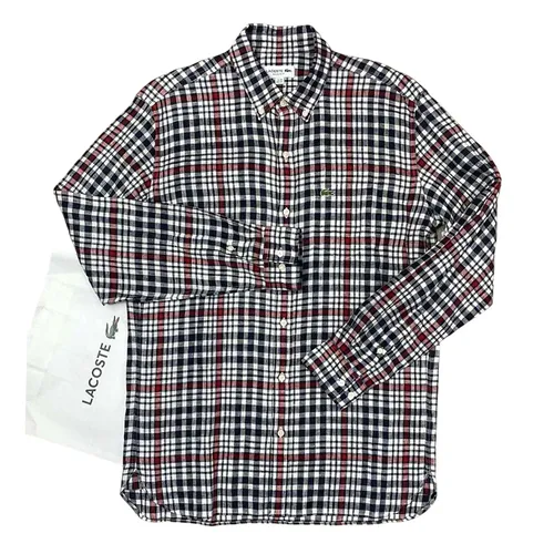 Áo Sơ Mi Nam Lacoste CH9869L Regular Fit Official Linen Check Button Down Shirt Phối Màu Size 39 - Duy Hoang