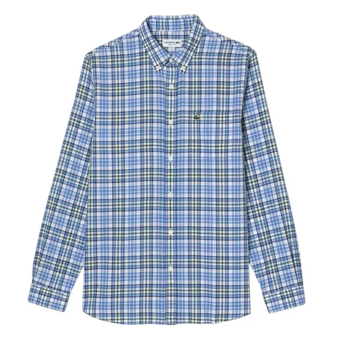 Áo Sơ Mi Dài Tay Nam Lacoste Organic Cotton Regular Fit Checked Shirt CH0174 - FYF Kẻ Caro Màu Xanh Size 40 - Duy Hoang