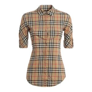 Áo Sơ Mi Nữ Burberry Vintage Check Stretch Shirt 8018475 Màu Nâu Be Size 6 UK - Duy Hoang
