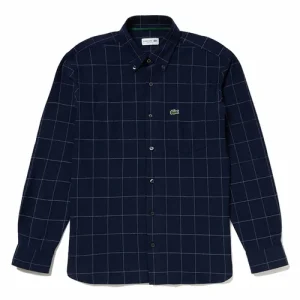Áo Sơ Mi Tay Dài Nam Lacoste Men's Graph Check Jersey Button Down Shirt CH6416 - 166 Màu Xanh Navy Size 40 - Duy Hoang