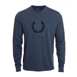 Áo Thun Dài Tay Fred Perry Tonal Laurel Wreath L/S T-Shirt Dark Airforce M4549 Màu Xanh Size S - Duy Hoang